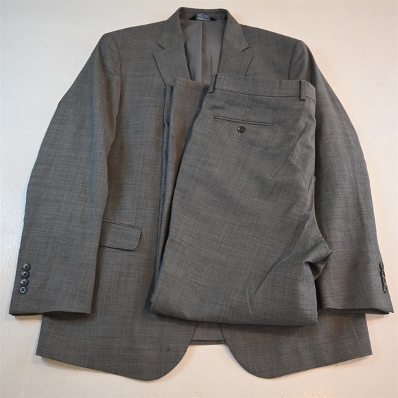 Jos A Bank 46L 40x32 Gray 100% Wool Traveler Mens Jacket Pants Suit